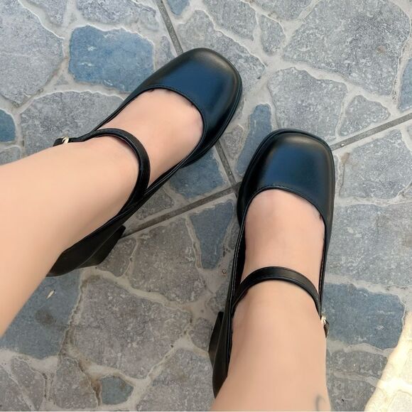 BLACK BABYDOLL MARYJANE BLOCK HEEL - Picture 3 of 7